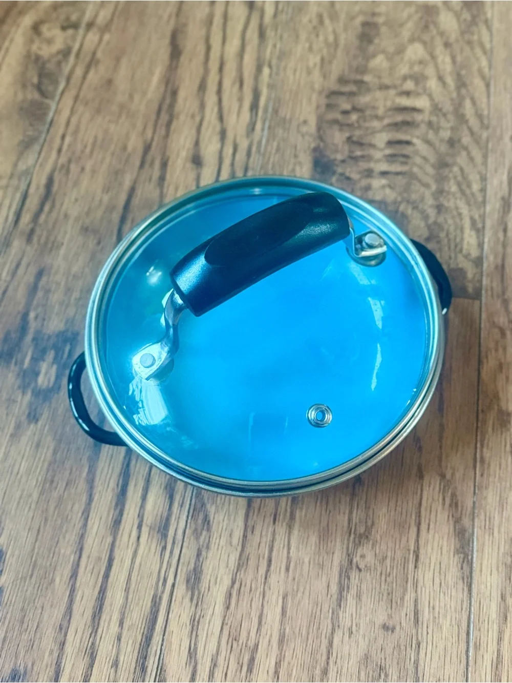 Vintage MCM 70s Enamel Enamelware Pan With Lid Emo Celje Yugoslavia Blue 15